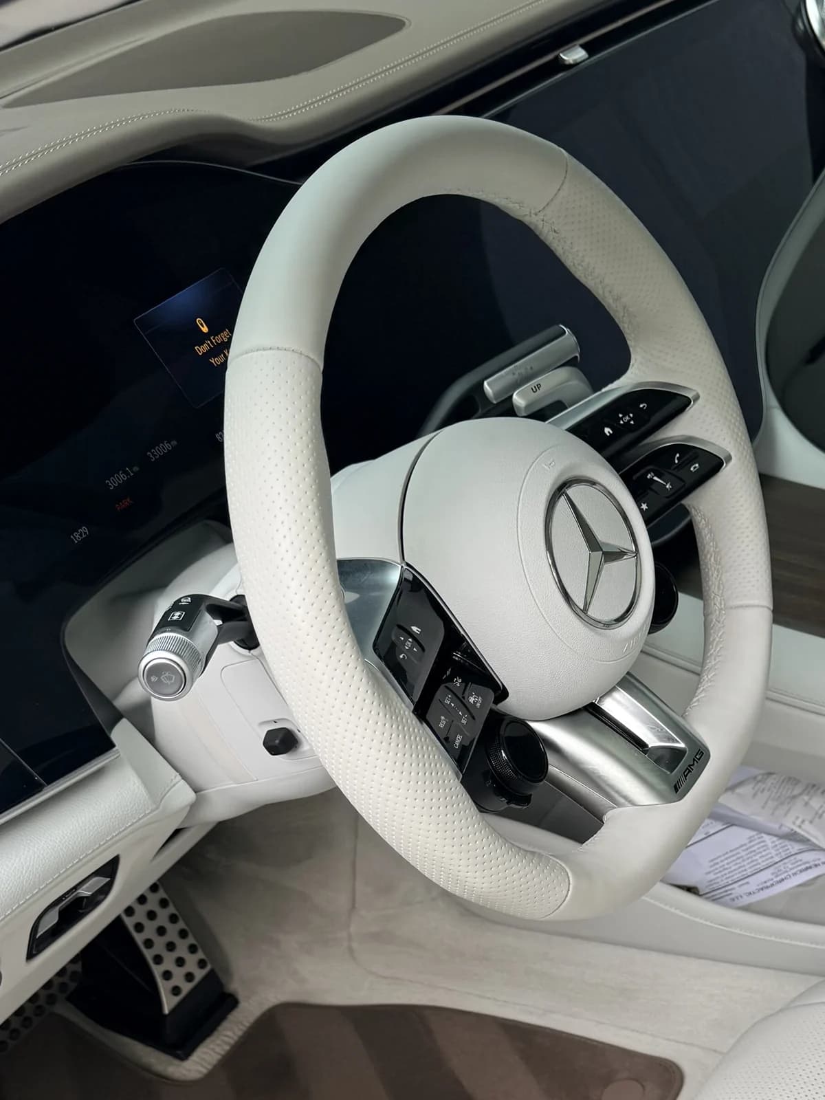 Cleaned steering wheel and instrument cluster in a Mercedes AMG